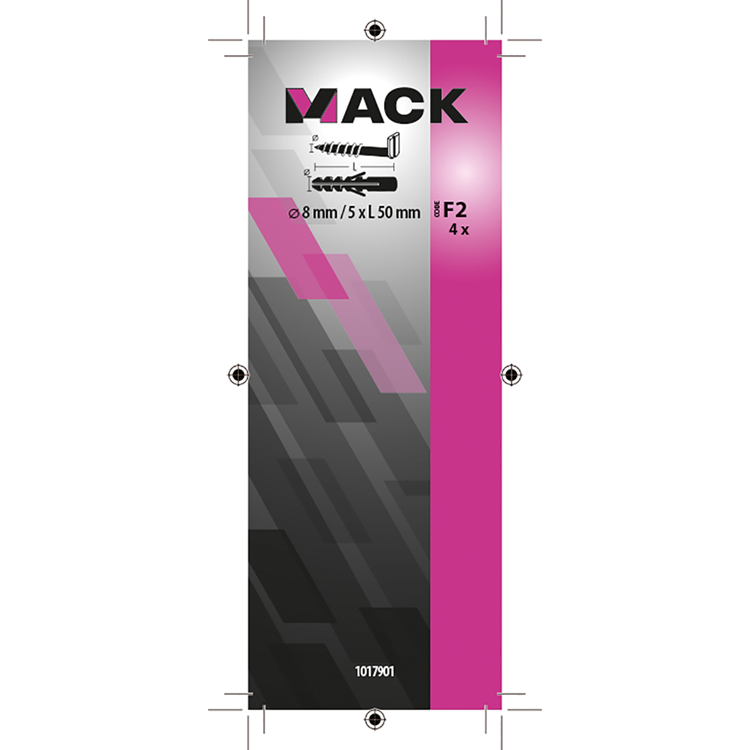 Mack 1017901 - Dübel + Daumenschraube Polyeth 4 Stück 8mm 5x50mm | 5 Stück