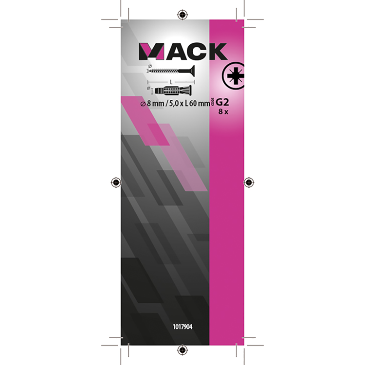 Mack 1017904 – Universalstecker + Schraube Polyeth8 Stk. 8 mm 5,0 x 60 mm | 5 Stück
