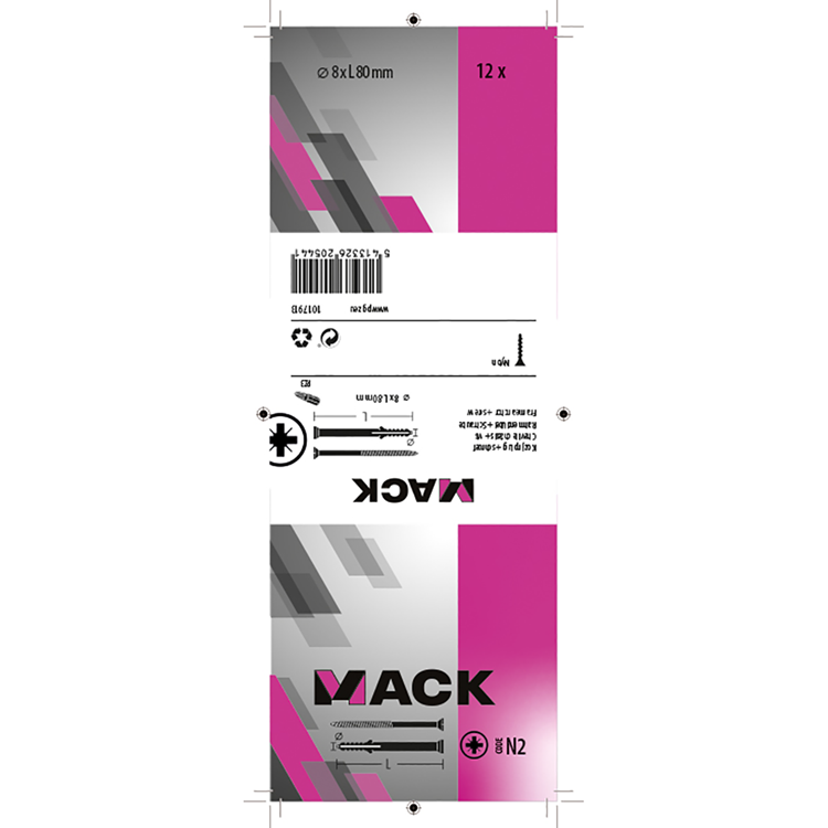 Mack 1017913 - Rahmendübel mit Schraube Polyamid 12 Stück 8 x 80 mm | 5 Stück