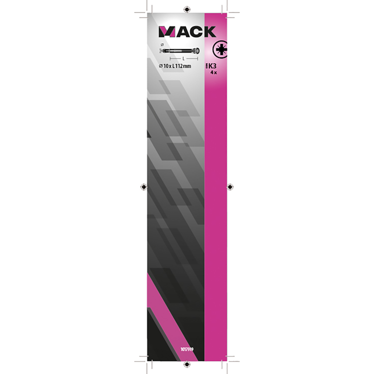 Mack 1017919 - Metallrahmendübel verzinkter Stahl 4 Stück 10 x 112 mm | 5 Stück