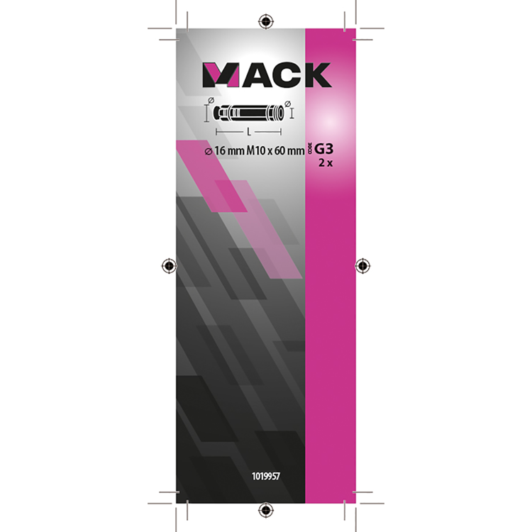 Mack 1019957 - Keilbolzenhülse verzinkt 2 Stück M10 x 60 mm | 5 Stück