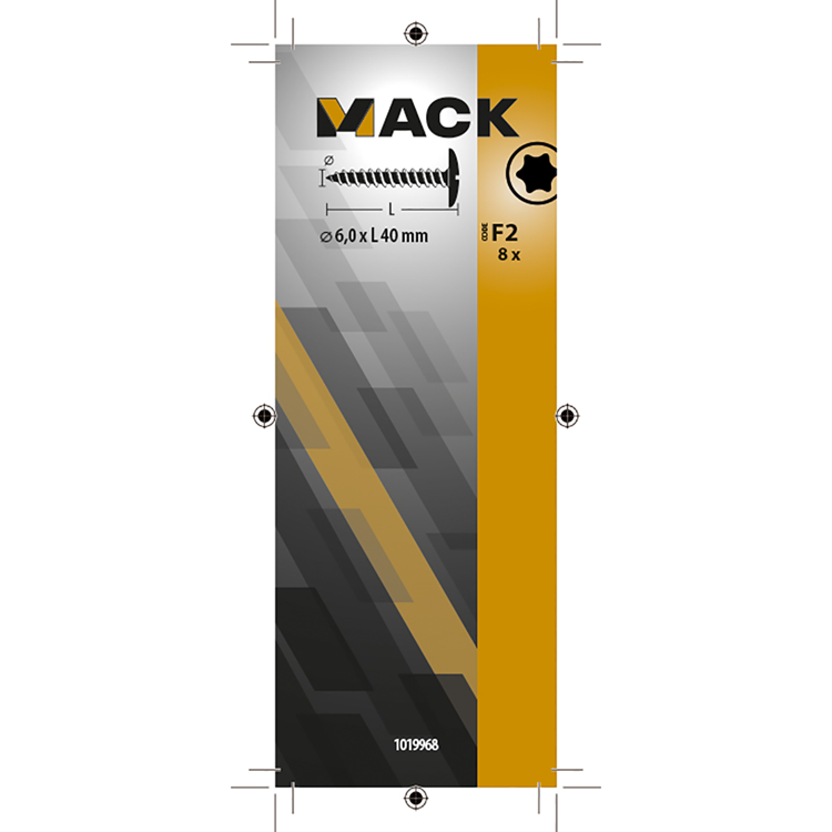 Mack 1019968 - Lukenschraube schwarz 6,0 x 40 mm 8 Stück | 5 Stück