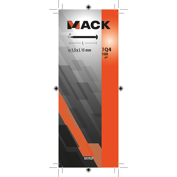 Mack 1017927 – Nagel mit konvexem Kopf, Messing, 100 g, 1,5 x 15 mm | 5 Stück