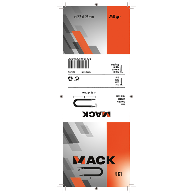 Mack 1017953 – Klammerstahl verzinkt 250 g 2,7 x 25 mm | 5 Stück