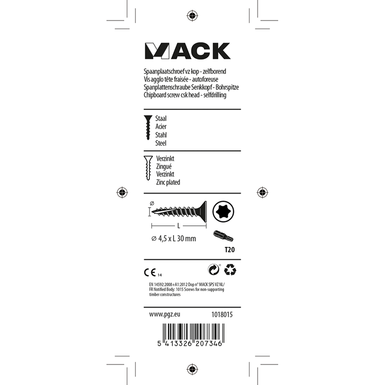 Mack 1018015 – Spanien plschr.vzkop-selbstmontage gelb plattiert 45 Stück 4,5 x 30 mm | 5 Stück
