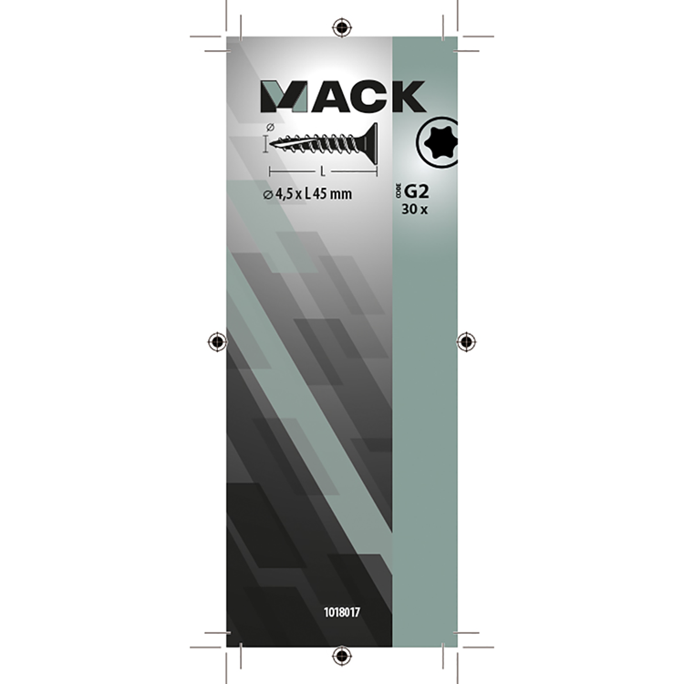 Mack 1018017 - spanienplschr.vzkop-selbstmontage gelb plattiert 30 Stück 4,5 x 45 mm | 5 Stück