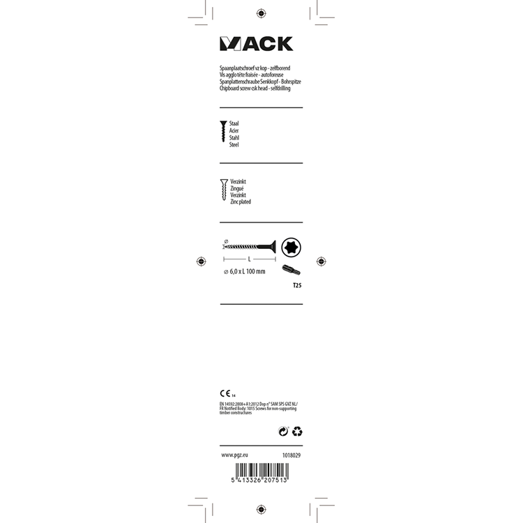 Mack 1018029 - spanienplschr.vzkop-selbstmontage gelb plattiert 14 Stück 6,0 x 100 mm | 5 Stück