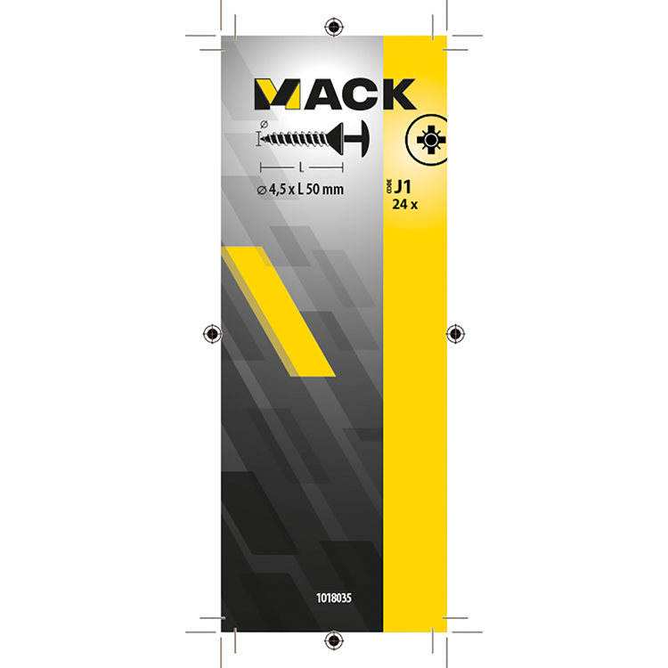 Mack 1018035 - Schraube mit Kopfbohrung, verzinkter Stahl. 24 Stück 4,5 x 50 mm | 5 Stück