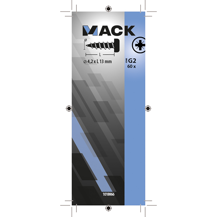 Mack 1018066 – selbstschneidende Schraube mit Zylinderkopf, verzinkt. 60 Stück 4,2 x 13 mm | 5 Stück
