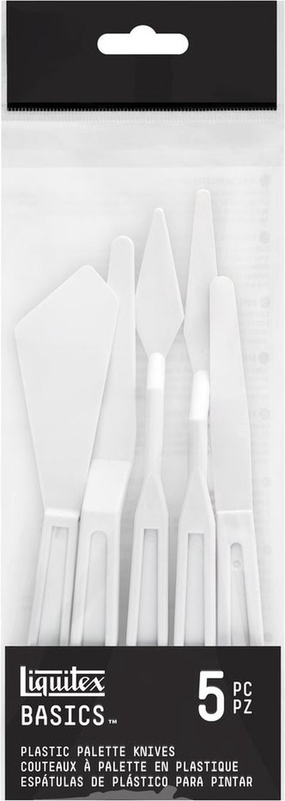 Liquitex 3699371 Basics Kunststoff-Palettenmesser-Set – 5-teilig | für Impasto-, Acryl- und Ölfarben – Malmesserset aus Kunststoff