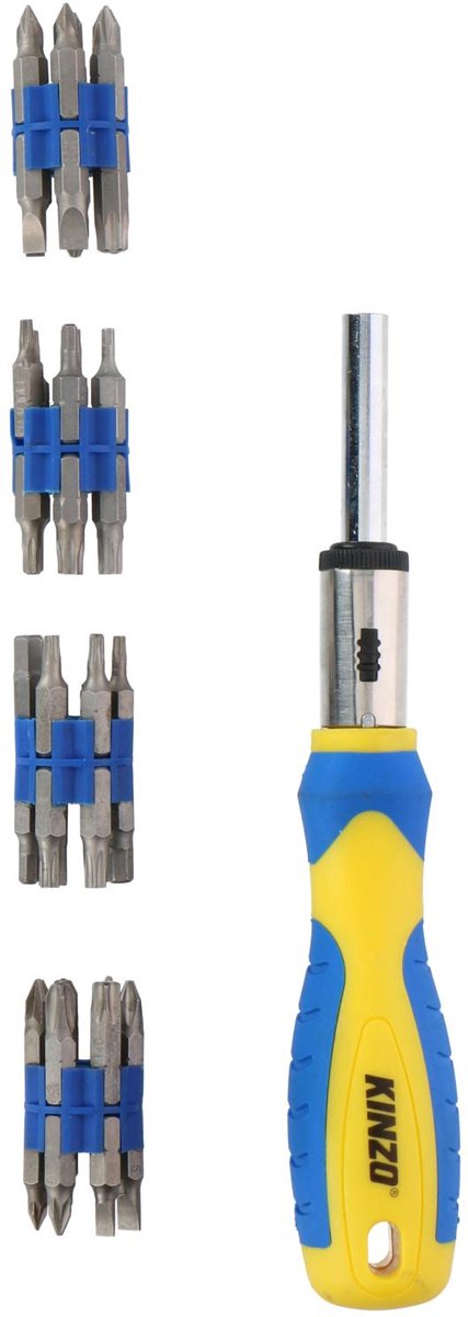 Kinzo Zubehör Ratschen-Schraubendreher-Bit-Set – 49-teilig – mit Ratschengriff, Bits und Adaptern