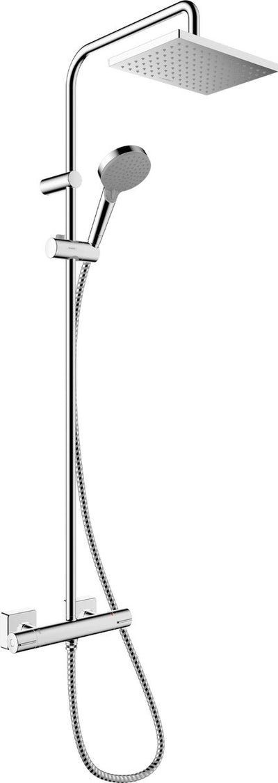 Hansgrohe Lackform - Showerpipe - Ecosmart Wassersparen - 230mm Größe - 1 Strahlfunktion - Chrom - mit Thermostat