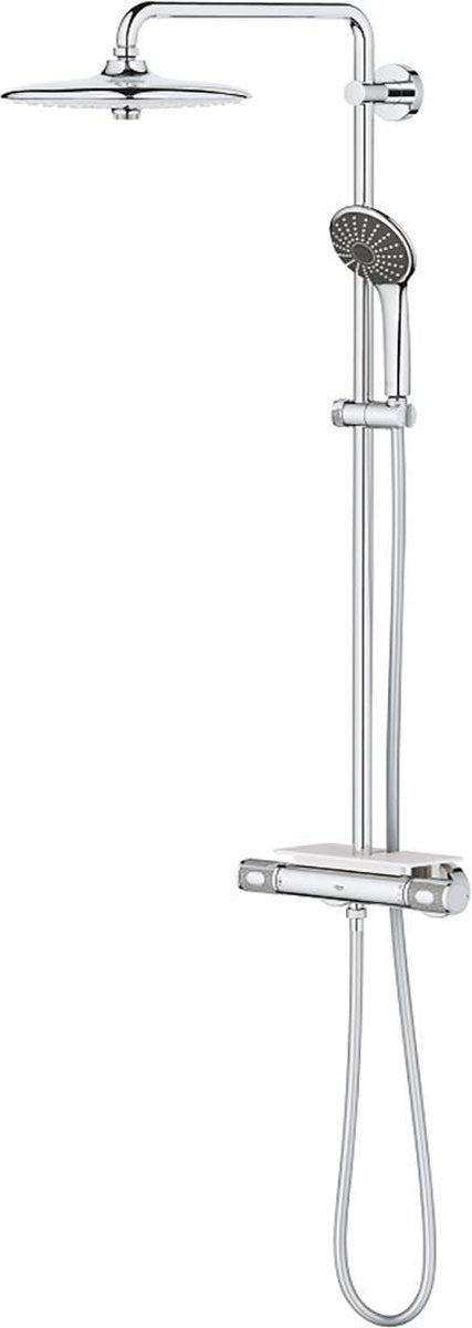 Grohe Vitalio Joy 260 Regenbrause – ø 26 cm – wassersparend – inklusive Thermostatarmatur und Ablage – mit Cool-Touch-Technologie – Chrom