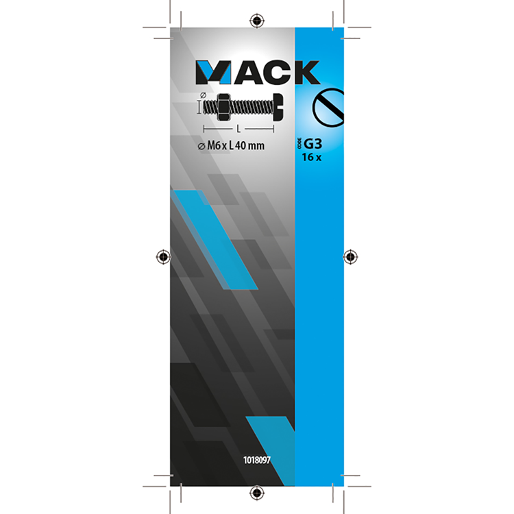 Mack 1018097 - Metallschraubzyl. Kopf + Mutter plattiert 16 Stück M6 x 40 mm | 5 Stück