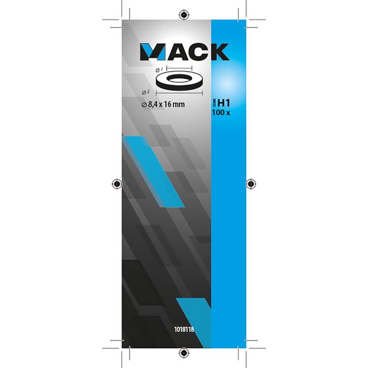Mack 1018118 - Unterlegscheibe Stahl verzinkt 100 Stück 8,4 x 16 mm | 5 Stück