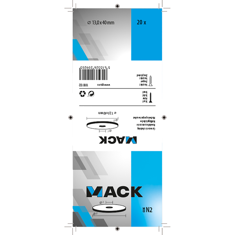 Mack 1018132 - Karosseriescheibe verzinkt20 Stück 13,0 x 40 mm | 5 Stück