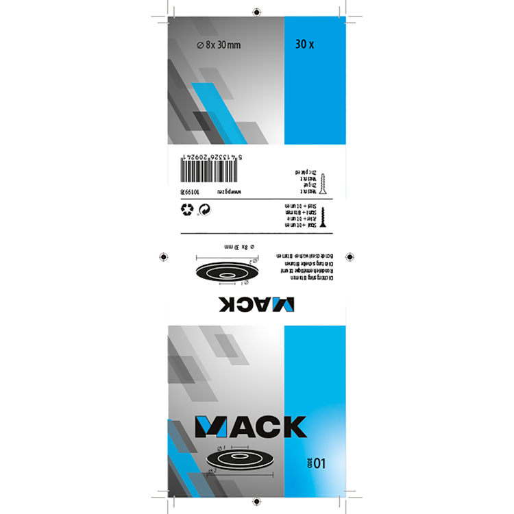 Mack 1019978 - Dichtring Bitumen verzinkt30 Stück 8 x 30 mm | 5 Stück