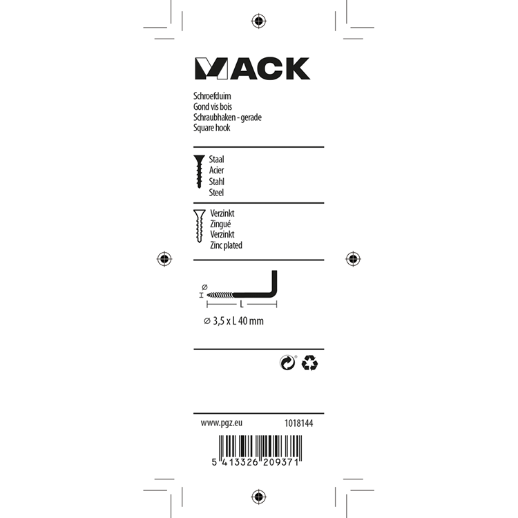 Mack 1018144 - Daumenschraube verzinkter Stahl 30 Stück 3,5 x 40 mm | 5 Stück