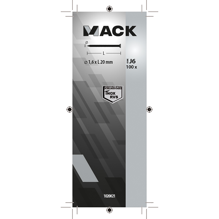 Mack 1020021 - Nagel Flachkopf Edelstahl A2 100 Stück 1,6 x 20 mm | 5 Stück