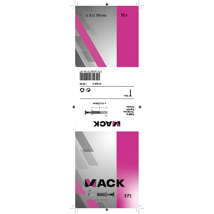 Mack 1018169 - Nylon-Nageldübel Polyamid 18 Stück 8 x 100 mm | 3 Stück