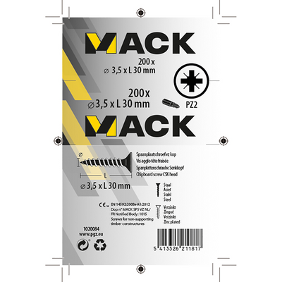 Mack 1020084 - Spanplattenschraube mit Kopf gelb VZ 200 Stück 3,5 x 30 mm | 5 Stück