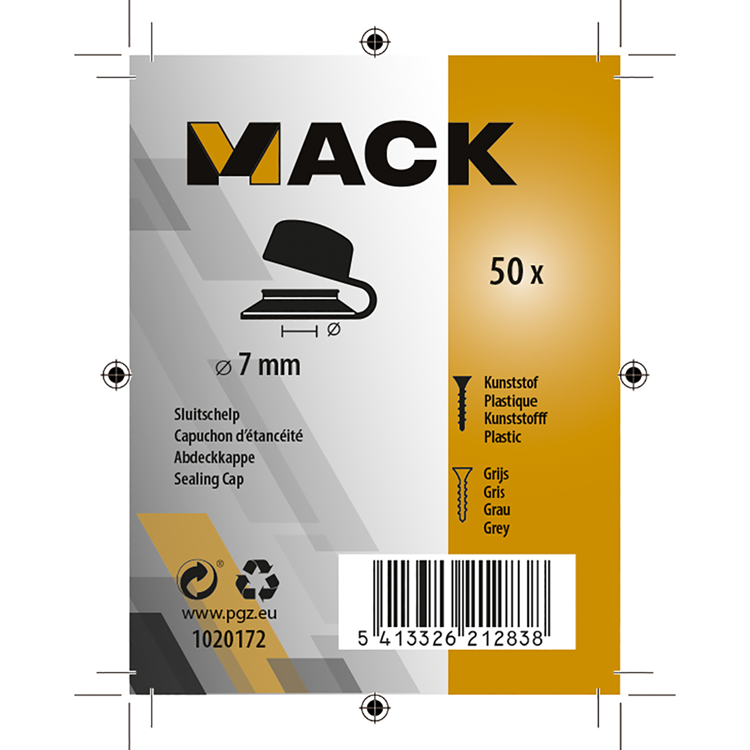Mack 1020172 - Verschlussschale grau 50 Stk. 7mm | 5 Stück