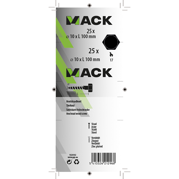 Mack 1020182 - Holzgewindebolzen verzinkt 25 Stück 10 x 100 mm | 3 Stück