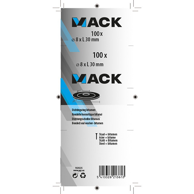 Mack 1020225 - Dichtring Bitumen verzinkt100 Stück 8,0 x 30 mm | 5 Stück