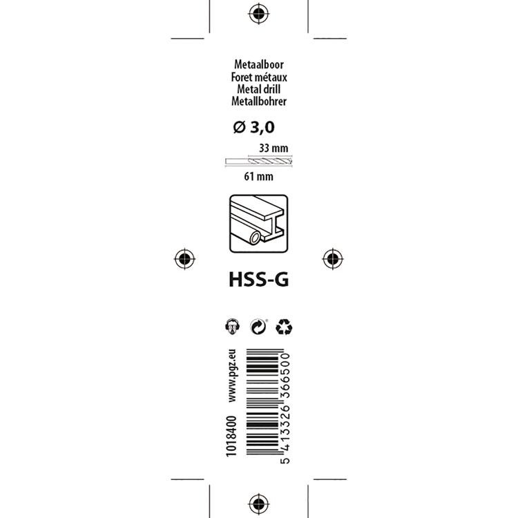 Mack 1018400 - Metallbohrer HSS G DIN 338 ø 3,0 x 61 mm 2 Stück | 5 Stück
