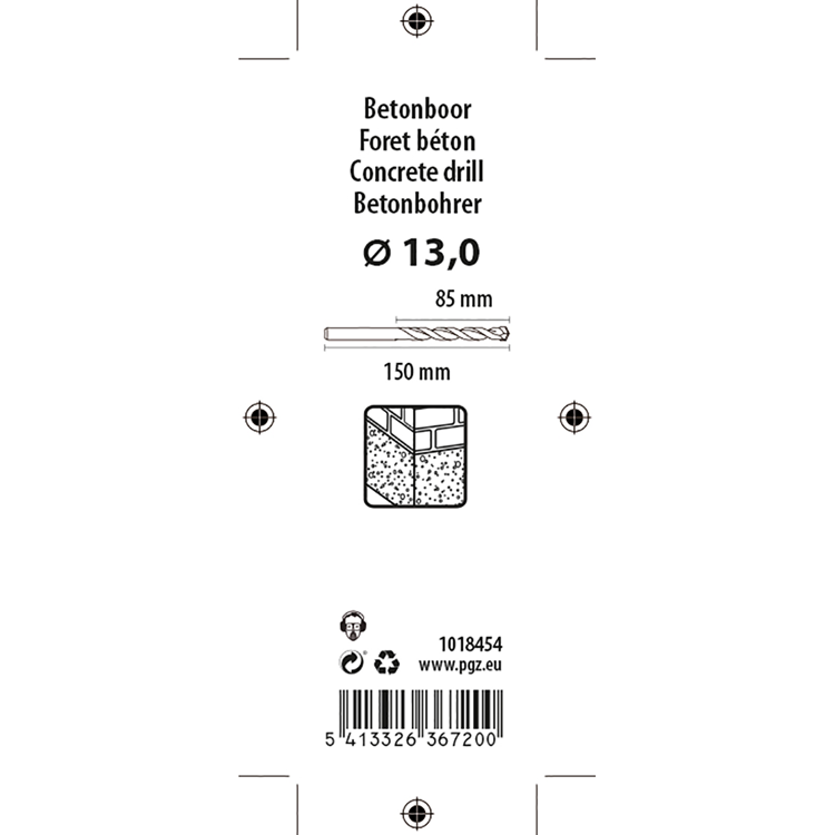 Mack 1018454 - Betonbohrer DIN 8039 ø 13,0 x 150 mm | 5 Stück