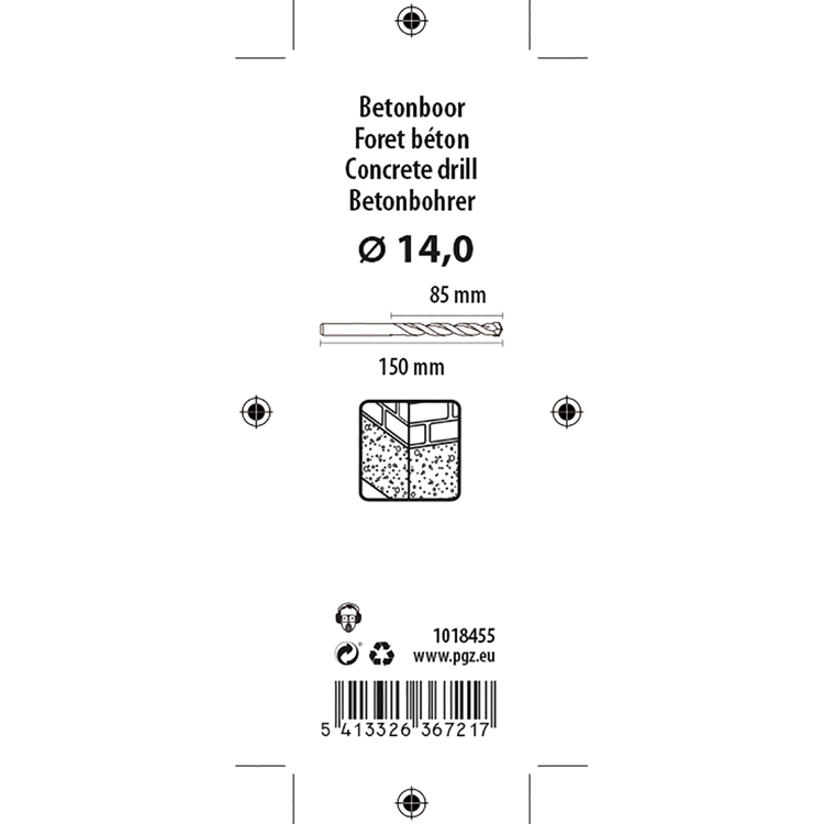 Mack 1018455 - Betonbohrer DIN 8039 ø 14,0 x 150 mm | 5 Stück