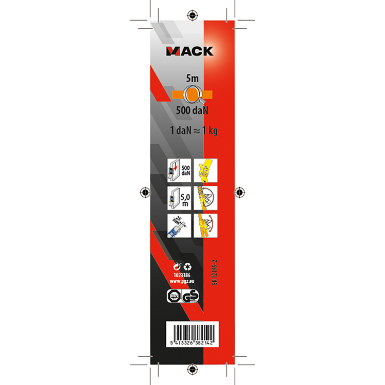Mack 1023386 – Spanngurt Polyester, Ratschenspanner 25 mm-5 m, max. 500 kg | 3 Stück