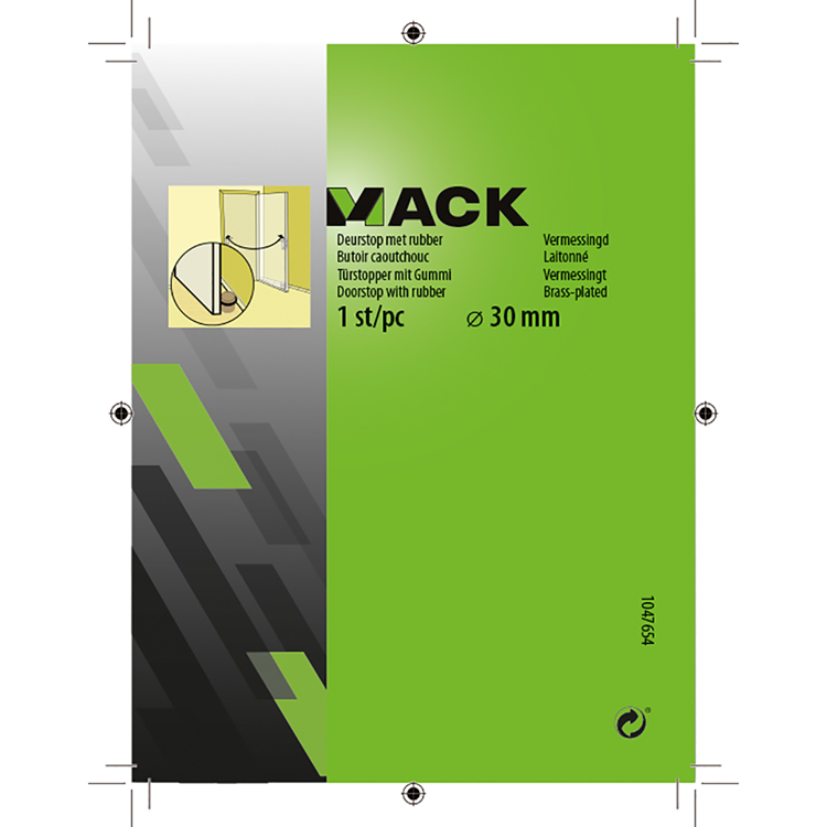 Mack 1047654 - Türstopper mit Gummi vermessingt ø 30 mm 1 St. St. | 6 Stück
