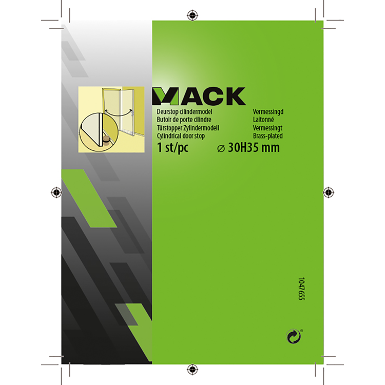 Mack 1047655 - Türstopperzylinder Modell vermessingt ø 30h35 mm 1 Stk Stk | 6 Stück