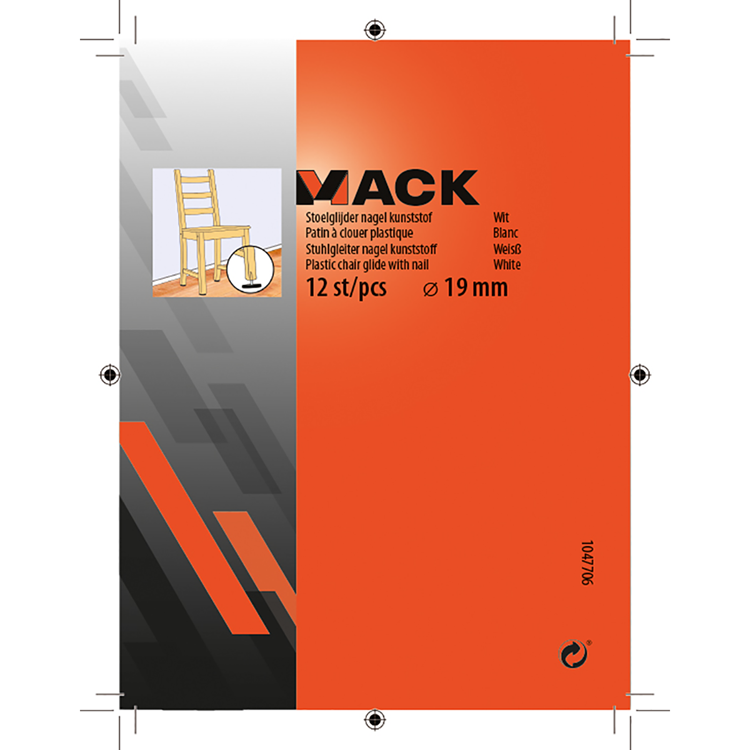 Mack 1047706 - Stuhlgleiter Nagel Kunststoff weiß ø 19 mm 12 Stück | 6 Stück