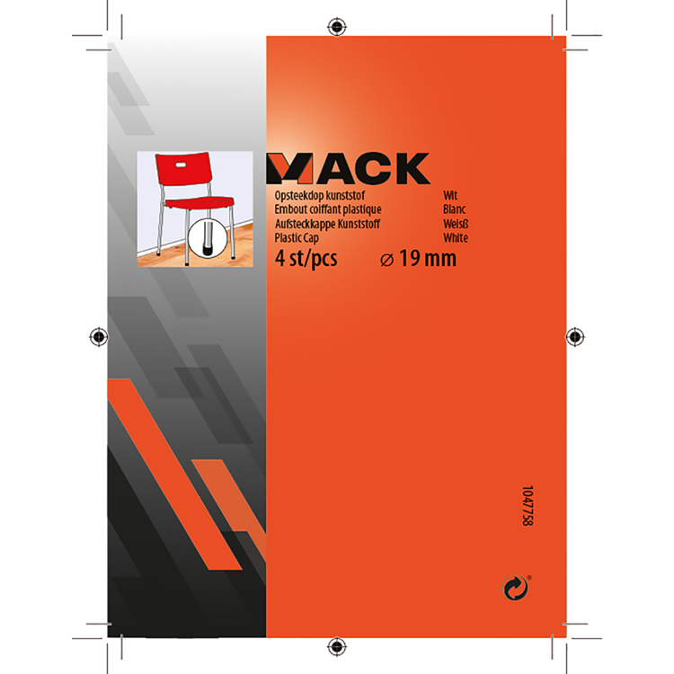 Mack 1047758 - Kunststoffstopfen weiß ø 19 mm 4 Stück | 6 Stück