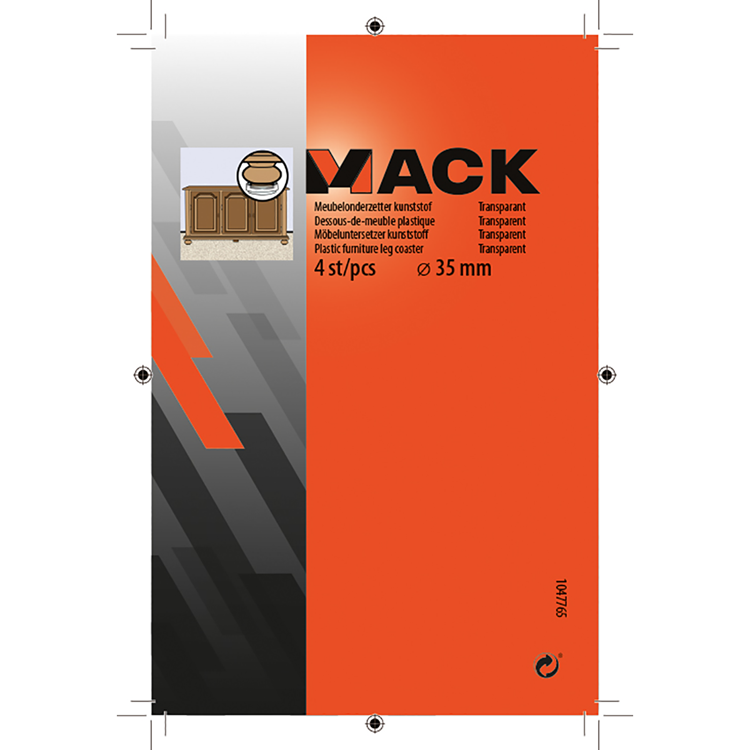 Mack 1047765 - Möbeluntersetzer Kunststoff transparent ø 35 mm 4 Stück | 6 Stück