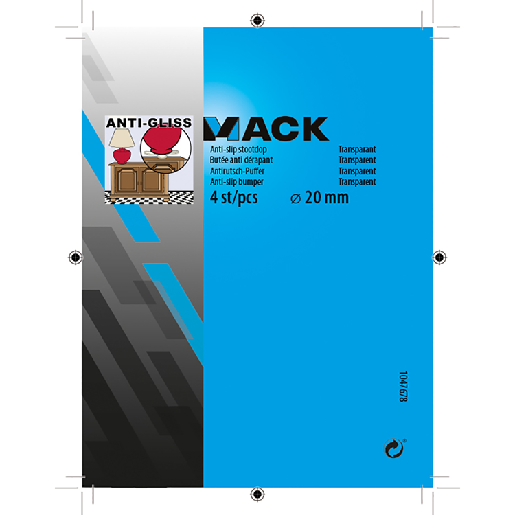 Mack 1047678 - Anti-Rutsch-Anstoßkappe transparent ø 20 mm 4 Stück | 12 Stück