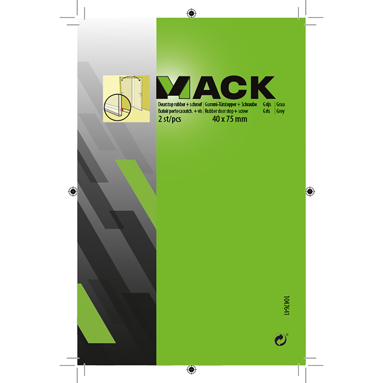 Mack 1047641 - Türstoppergummi + Schraube grau 40 x 75 mm 2 Stück | 6 Stück