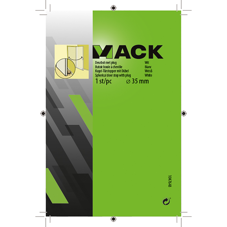 Mack 1047648 - Türkugel mit Stecker weiß ø 35 mm 1 St. Stk. | 6 Stück