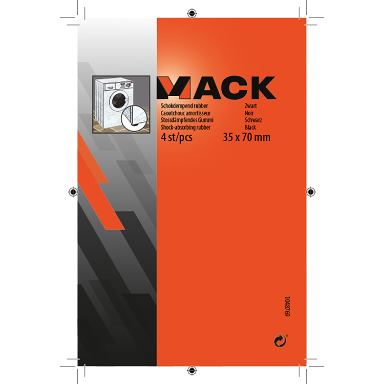 Mack 1048769 - Stoßdämpfender Gummi schwarz 35 x 70 mm 4 Stück | 6 Stück