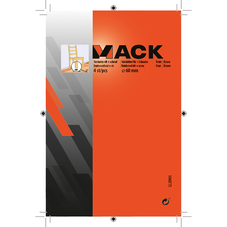 Mack 1048775 - verstärkter Filz + Schraube braun ø 60 mm 4 Stück | 6 Stück