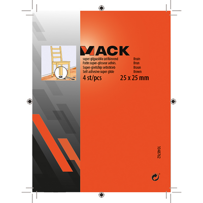 Mack 1048762 - Super-Gleitpastille selbstklebend braun 25 x 25 mm 4 Stück | 12 Stück