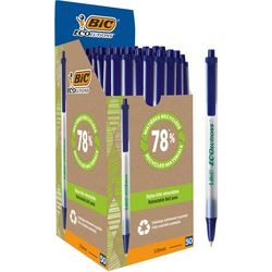 Kugelschreiber Bic Clic Stic + Druckknopf blau