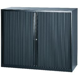Rolltorschrank geschweißt, niedrig, Stahl, Kunststoff, 120 x 43 x 103 cm, schwarz