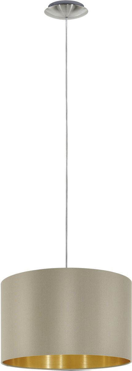 Eglo Maserlo – Hängelampe – 1 Licht – ø38 cm – Stoff – Taupe, Gold