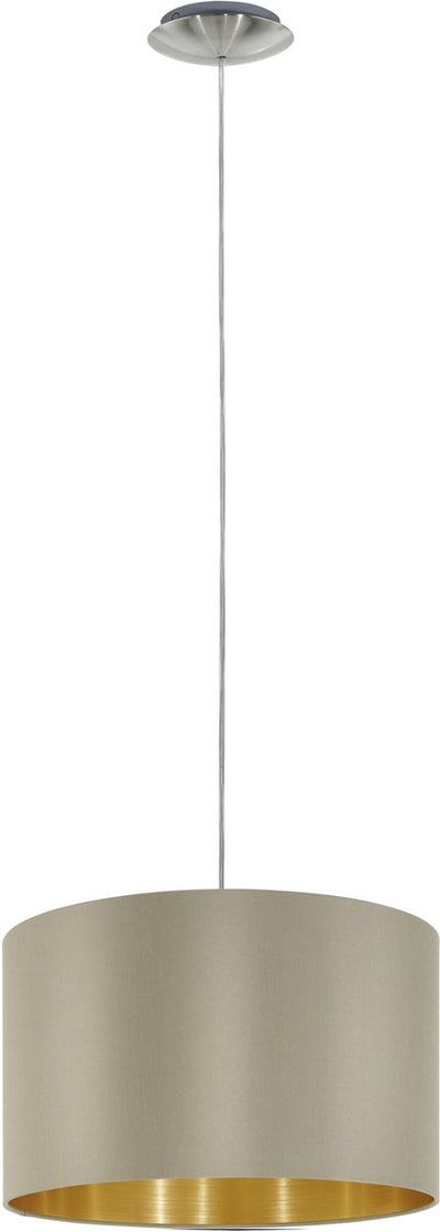 Eglo Maserlo – Hängelampe – 1 Licht – ø38 cm – Stoff – Taupe, Gold