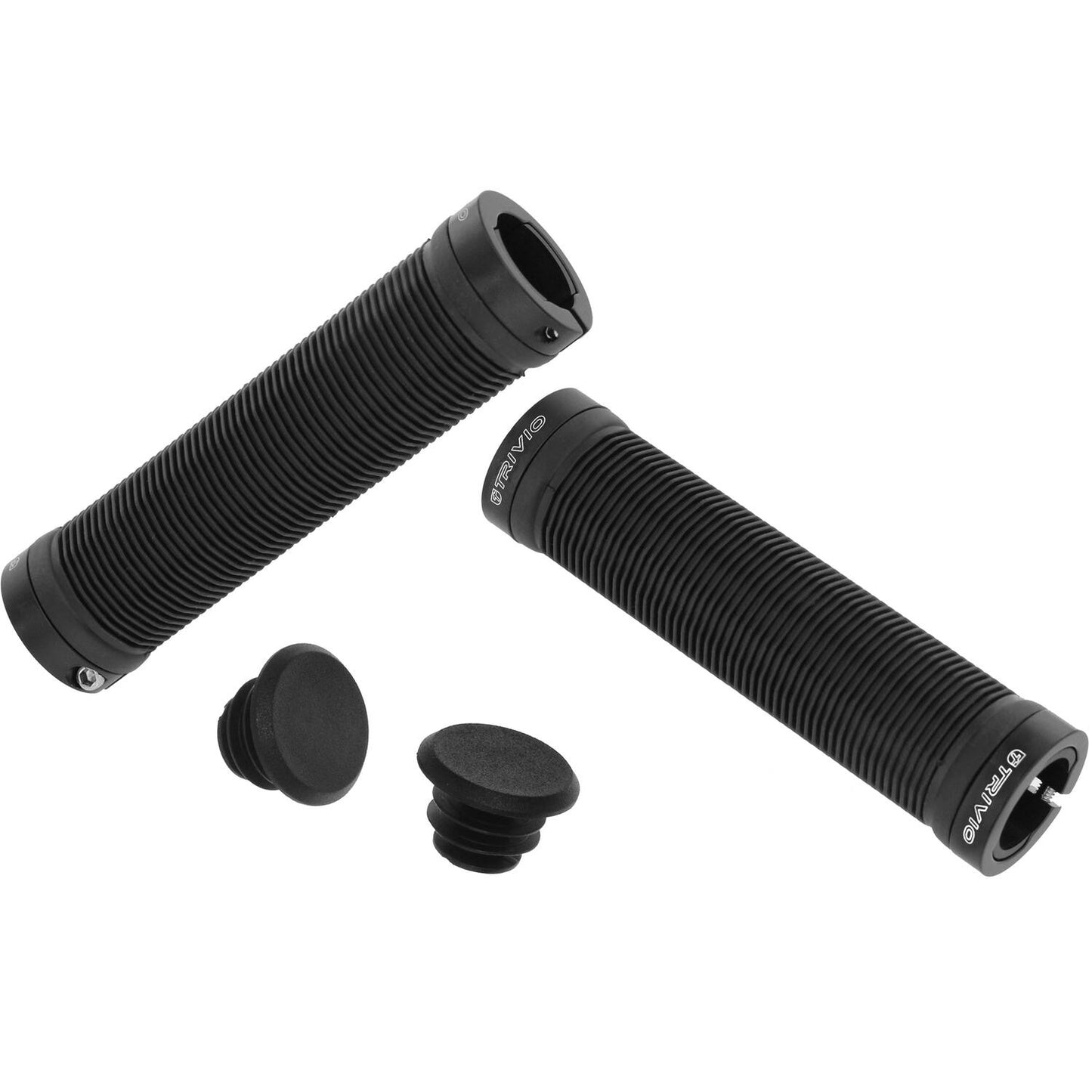 Trivio - Fahrradgriffe geriffelter Griff schwarz + Lock-on schwarz
