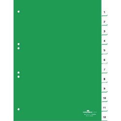 Tabs langlebig 6210 PVC A4 230 x 297 mm 1-12 12 Tabs grün