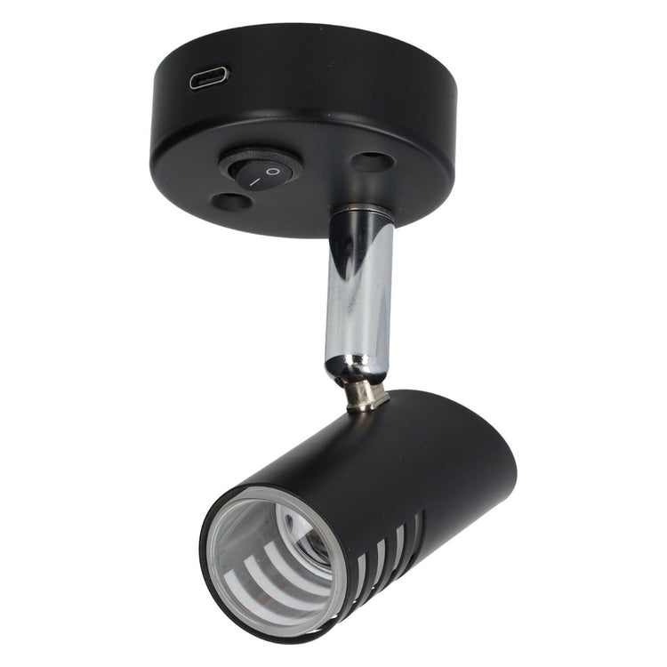 Sao Aufbaustrahler LED mit Schalter und USB-C - Schwarz - ohne Verkaufsverpackung